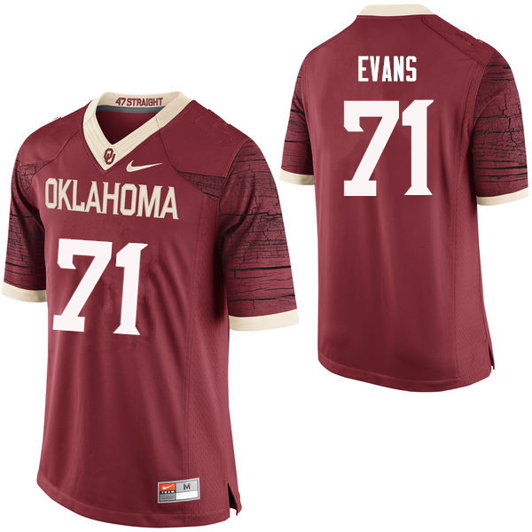 Men Oklahoma Sooners #71 Bobby Evans College Football Jerseys Limited-Crimson
